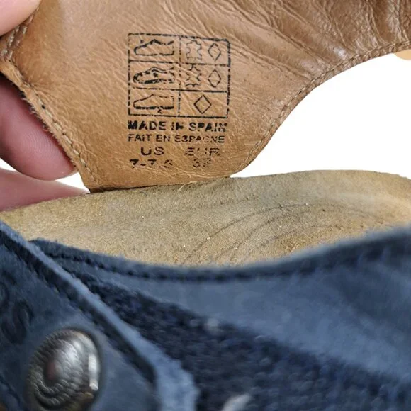 Taos Universal Blue Leather Comfort Wedge Sandals Size 38 US 7-7.5 Adjustable - Picture 9 of 13